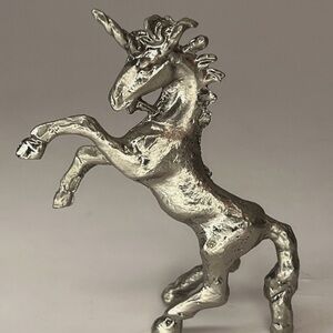 Unicorn Pewter Figurine Statue Decor Animal Collectible Mythical Horse Silver 3"